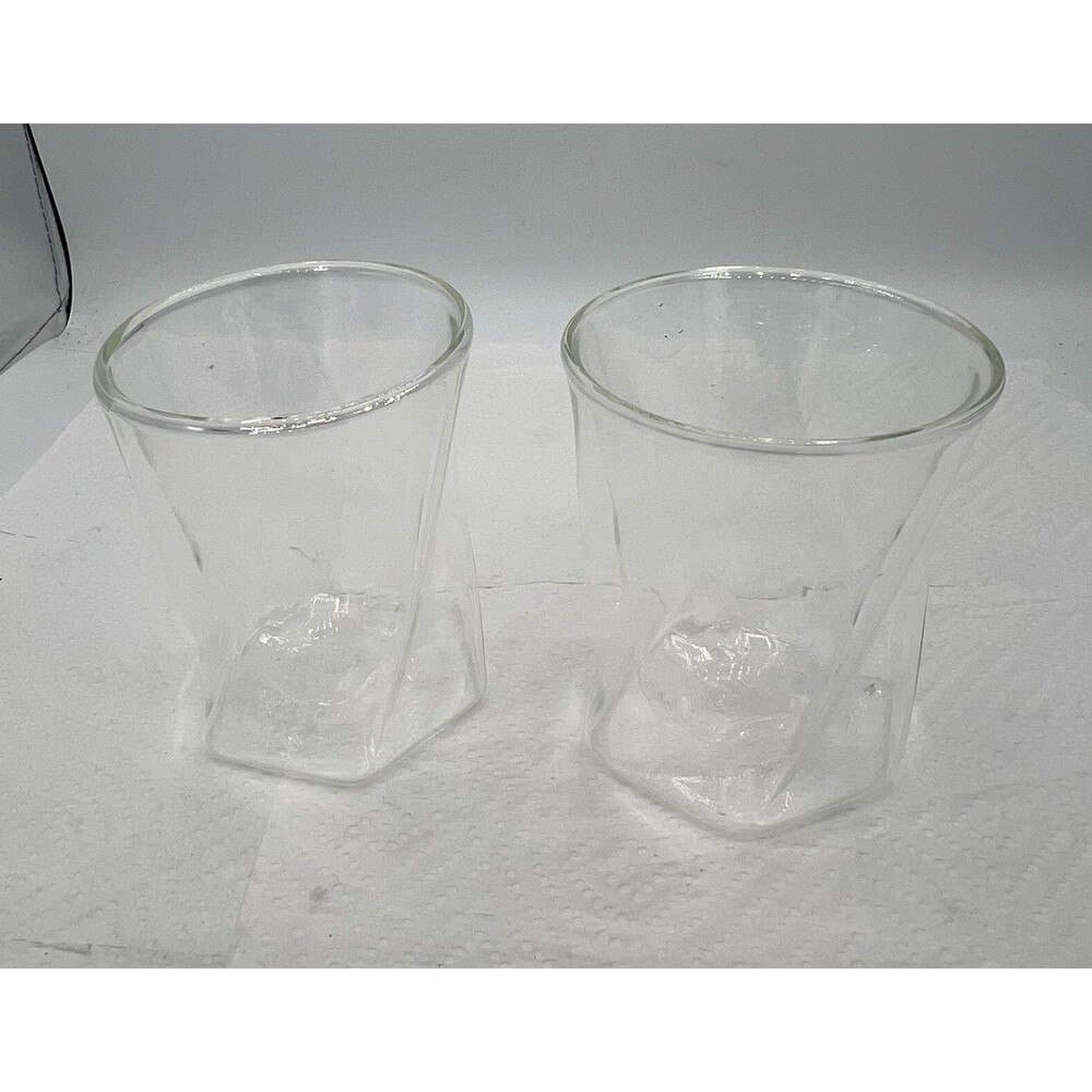 Joyjolt Lacey Whiskey Double Wall Glasses Set Of 2 Insulated Whiskey Glass 10 oz